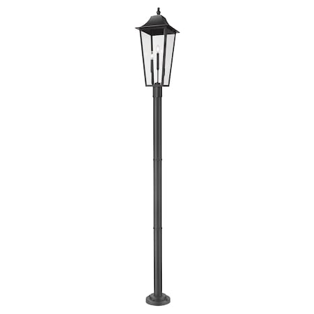 Z-Lite Gannon 3 Light Outdoor Post Mount Fixture, 12in. W x 105.25in. H, Black 5008PHXLR-567P-BK